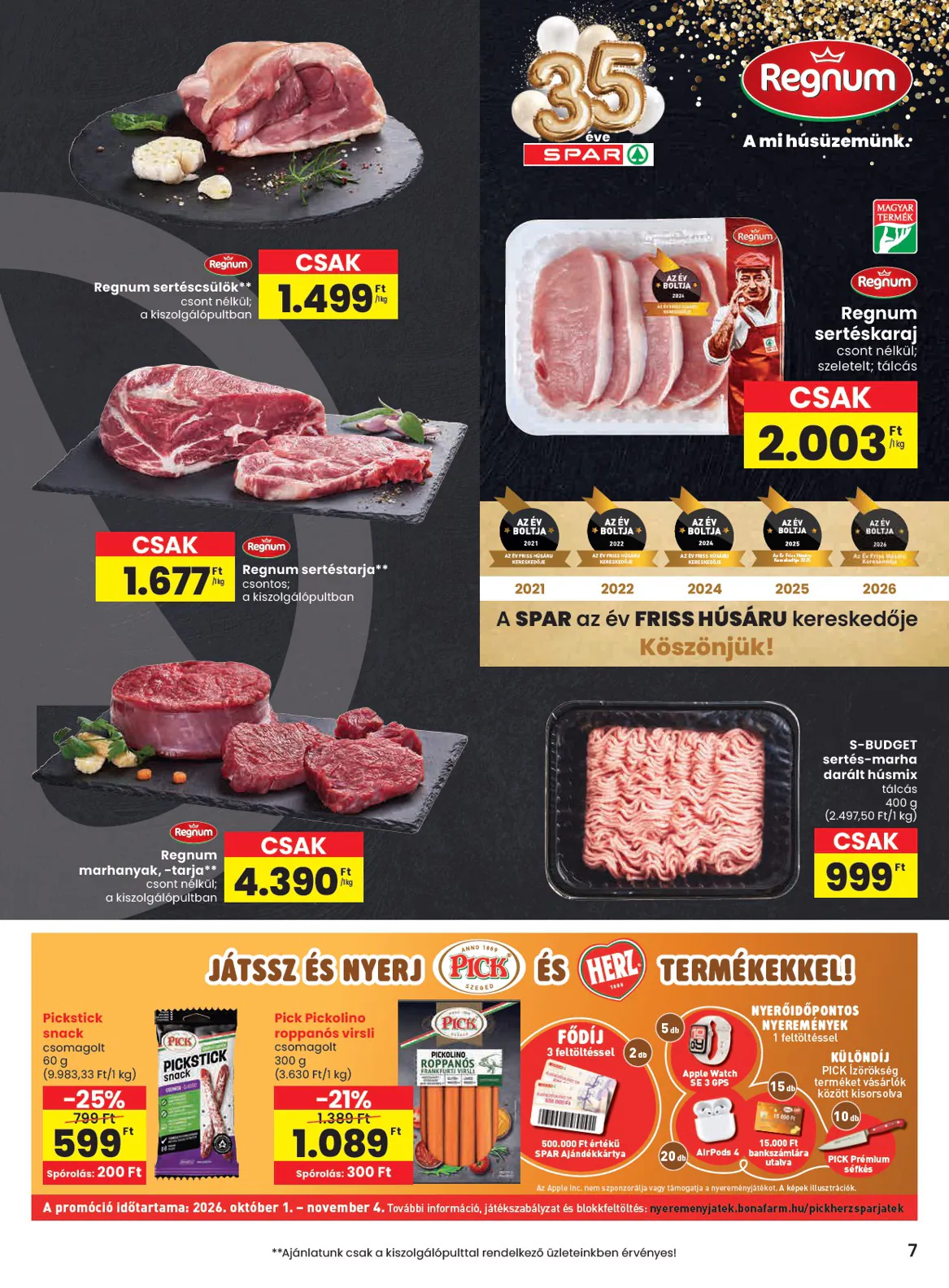 Spar akciós újság 2026.10.29-től - 7. oldal.