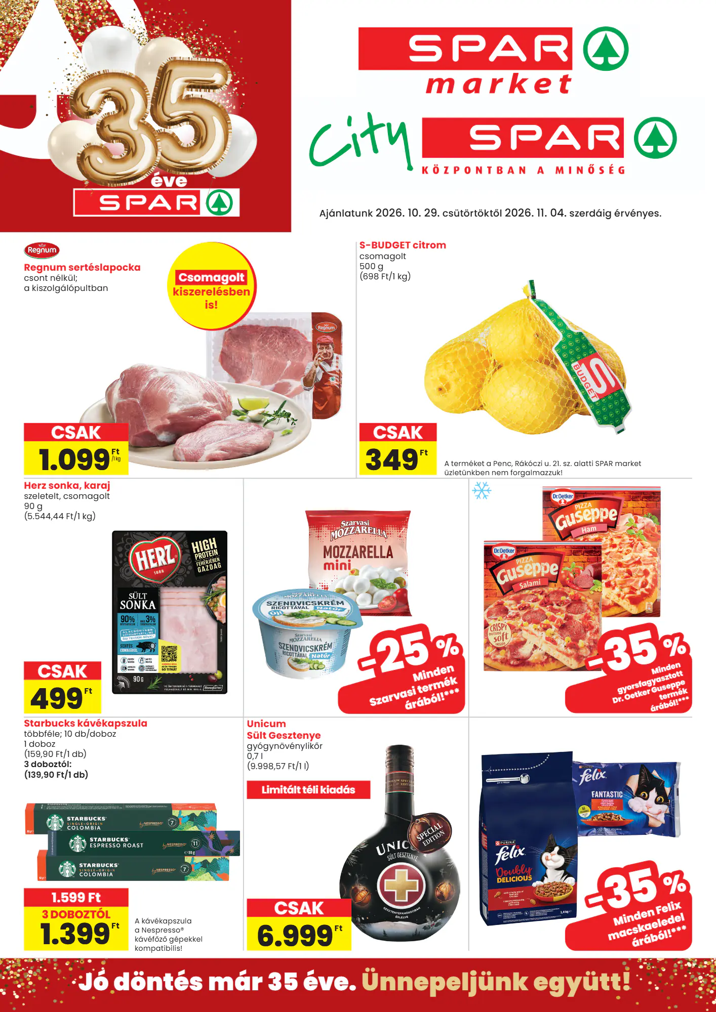 Spar Market akciós újság 2026.10.29-től - 1. oldal.