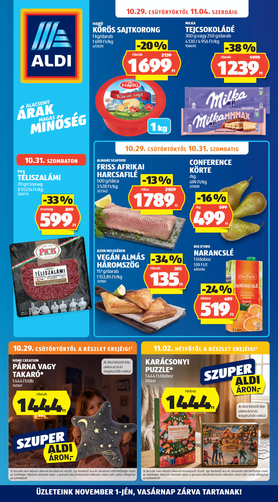 Aldi akciós újság 2026.10.29-től - 1. oldal.