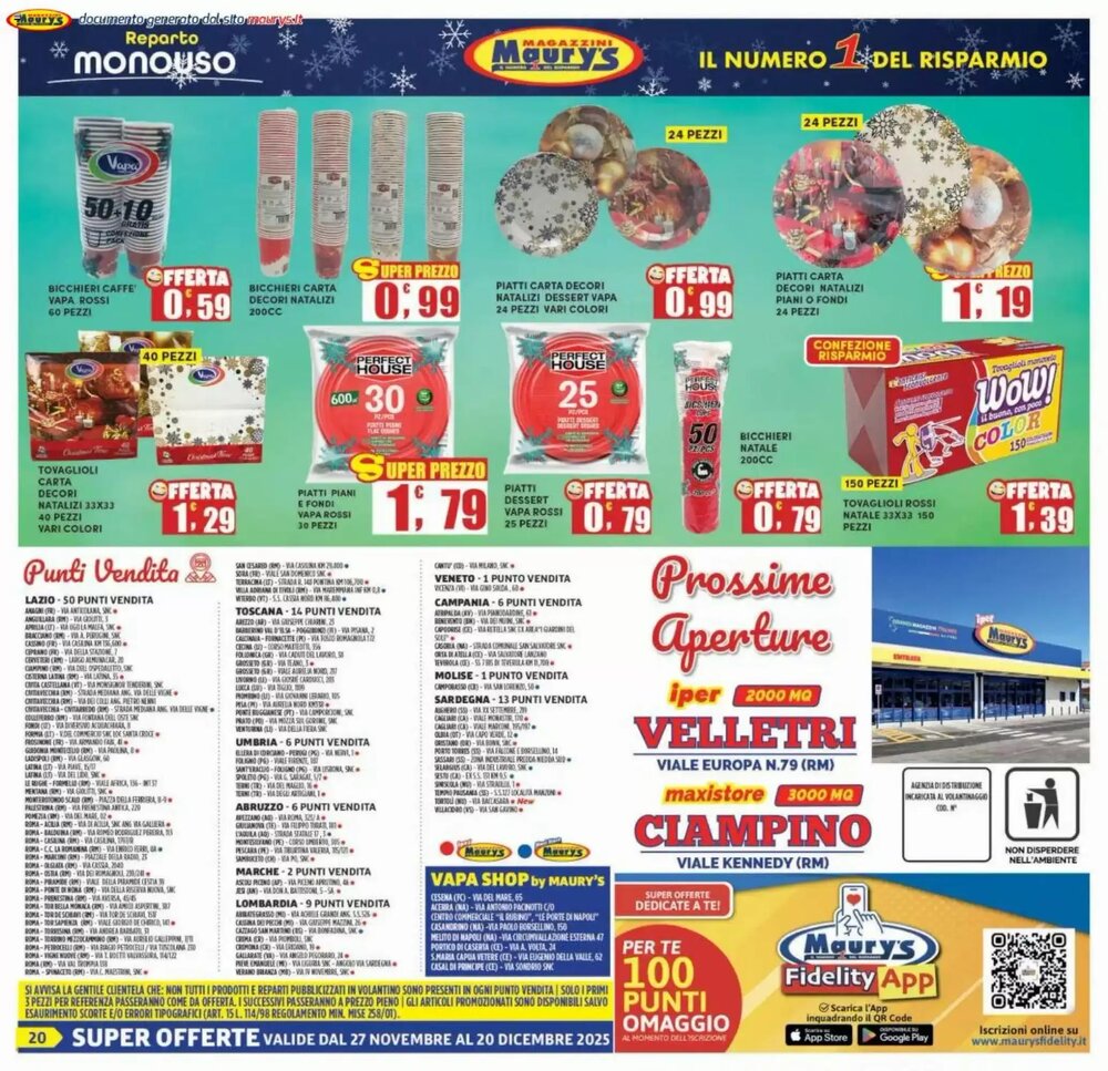 Volantino promozionale Maury's  valide dal 27/11/2025 - Pagina 20.