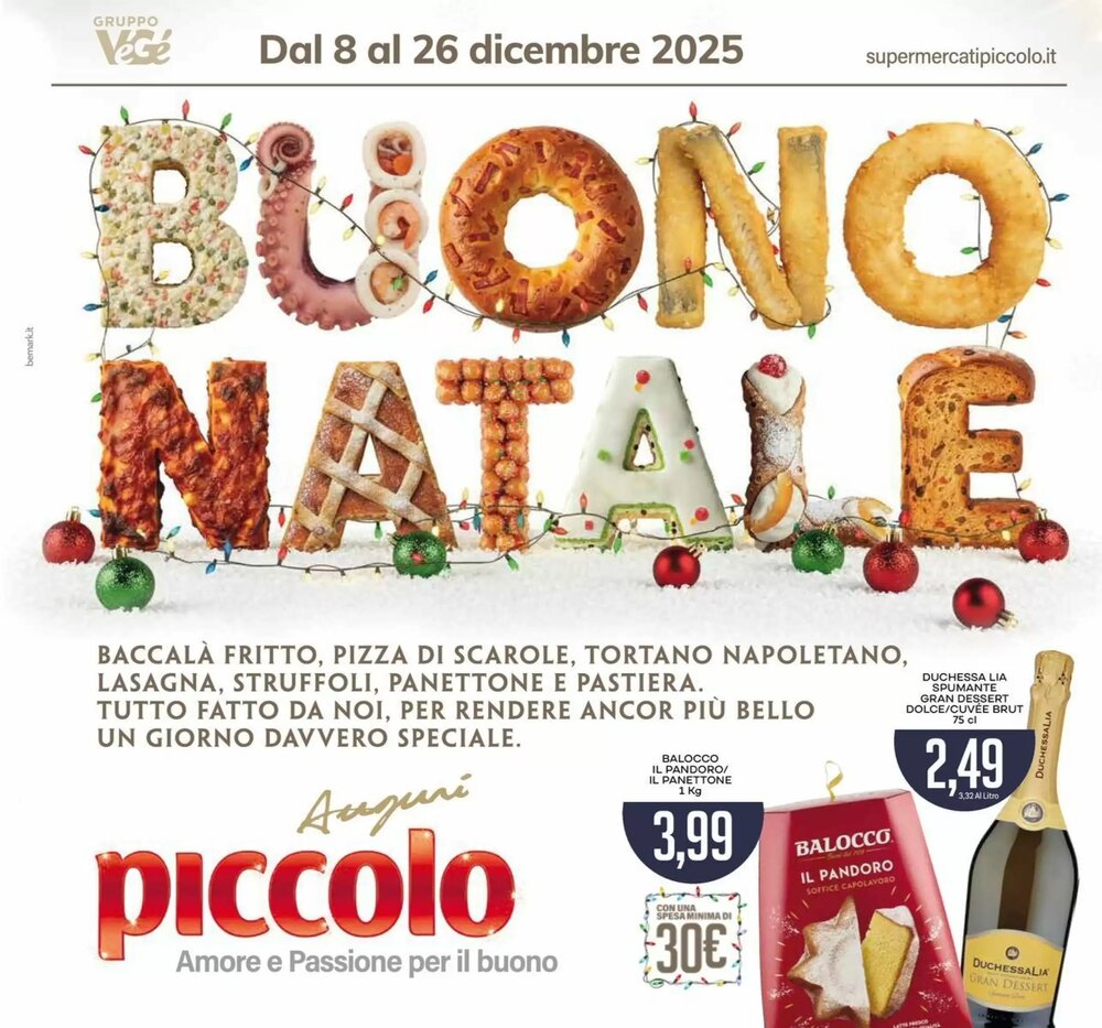 Volantino promozionale Supermercati Piccolo  valide dal 08/12/2025 - Pagina 1.