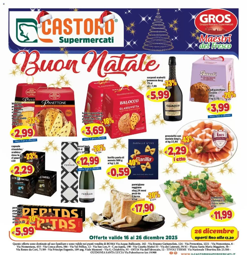Volantino promozionale Il Castoro Supermercati  valide dal 16/12/2025 - Pagina 1.