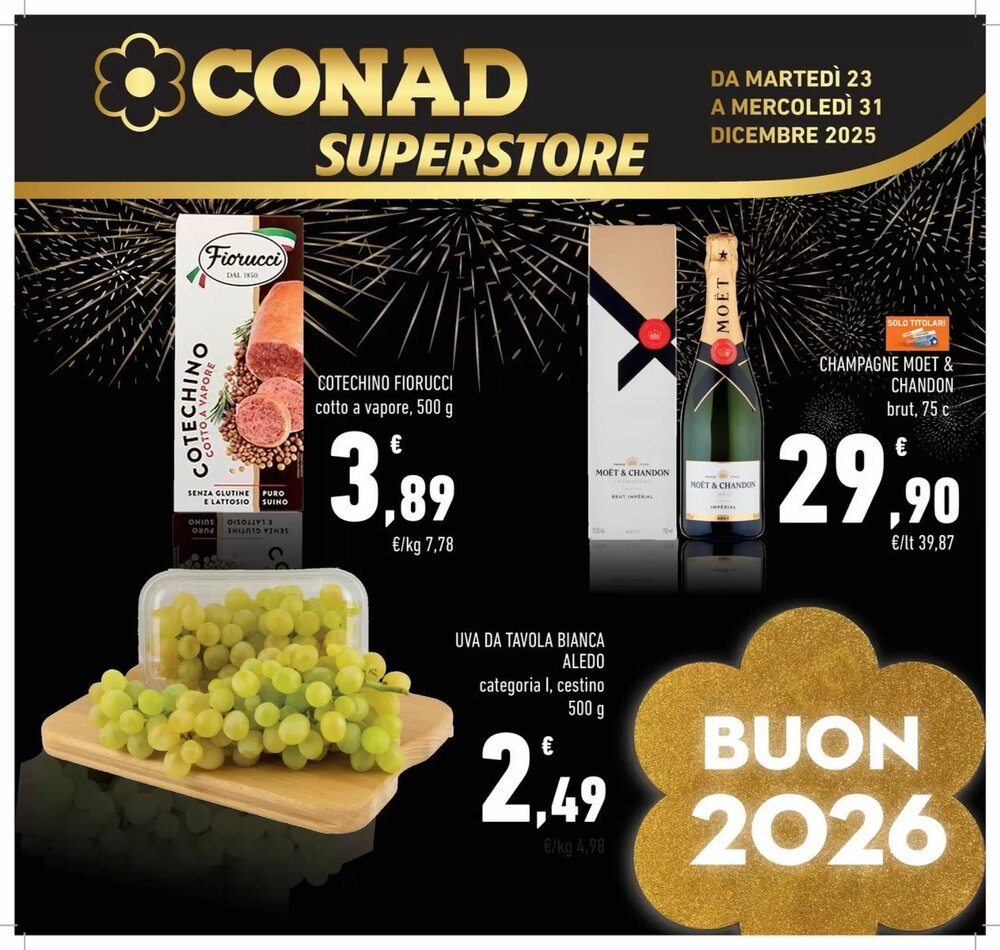 Volantino promozionale Conad Superstore  valide dal 23/12/2025 - Pagina 1.