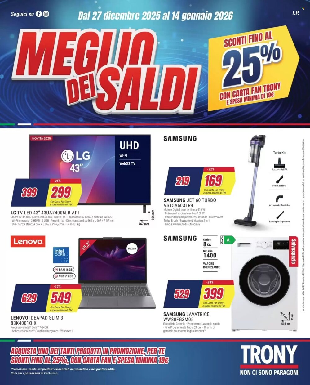 Volantino promozionale Trony  valide dal 27/12/2025 - Pagina 1.