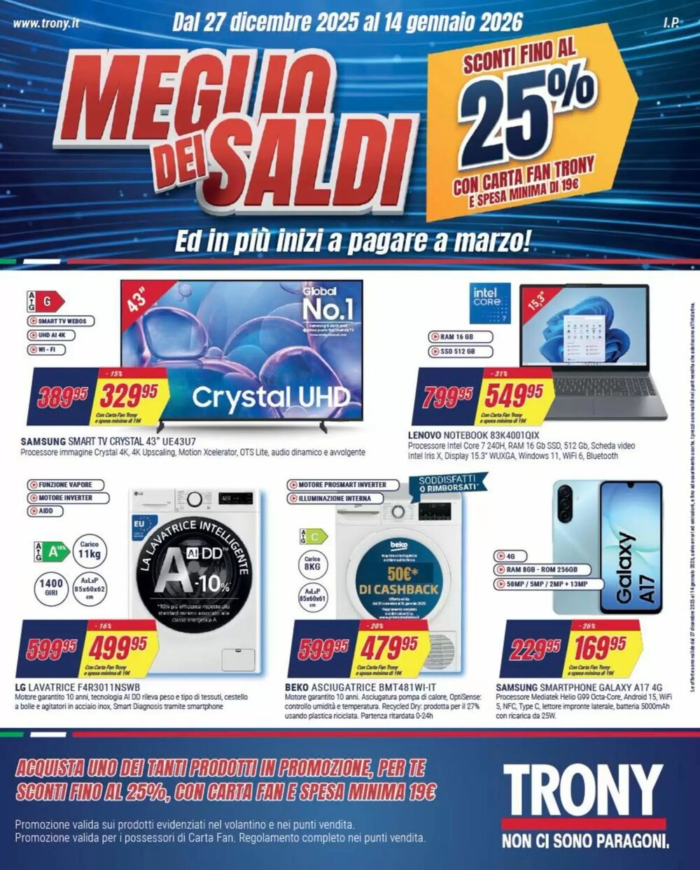 Volantino promozionale Trony  valide dal 27/12/2025 - Pagina 1.