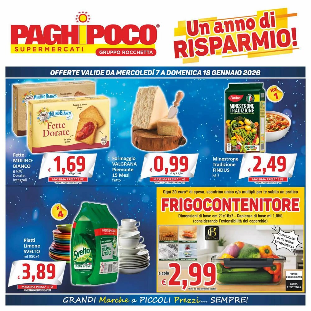 Volantino promozionale Paghi Poco  valide dal 07/01/2026 - Pagina 1.