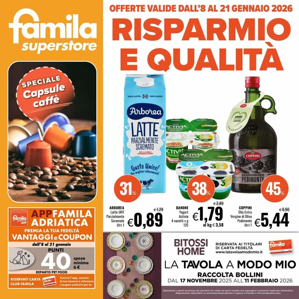 Volantino promozionale Famila Superstore  valide dal 08/01/2026 - Pagina 1.