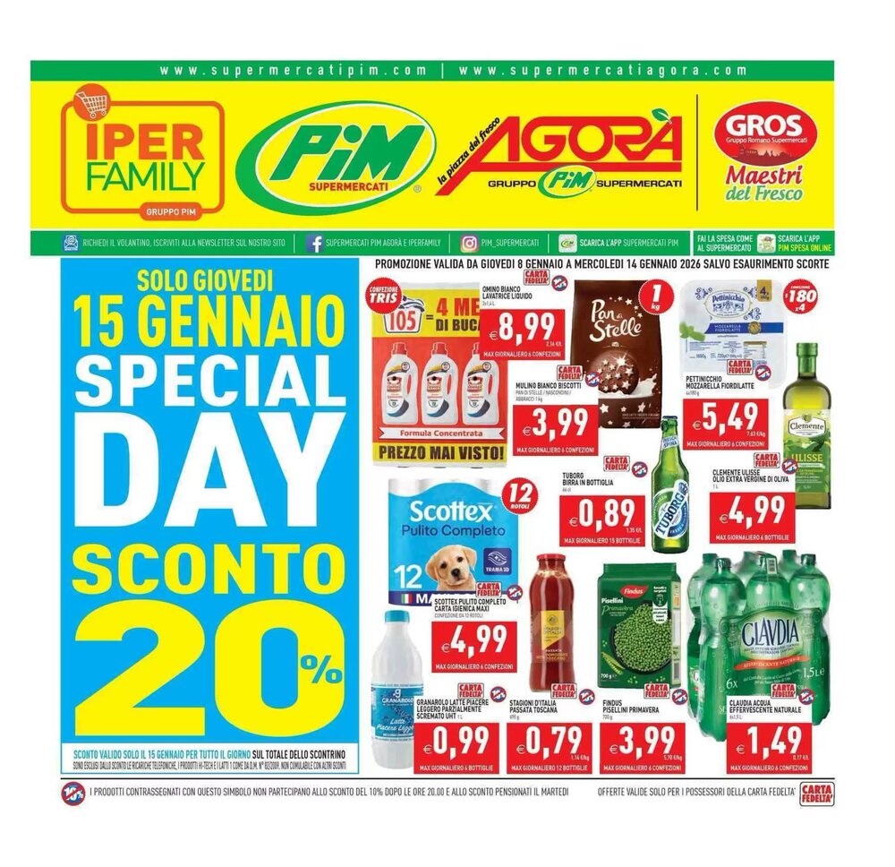 Volantino promozionale Supermercati Agorà  valide dal 08/01/2026 - Pagina 1.