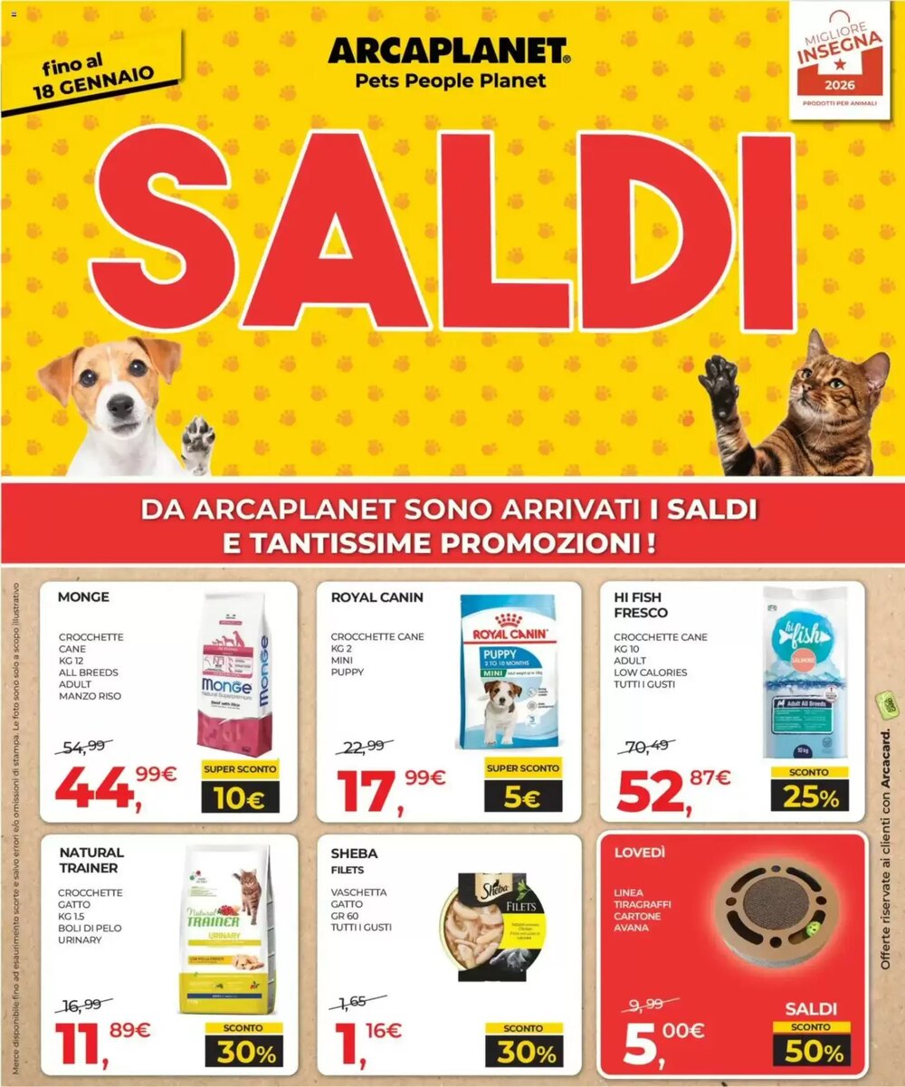 Volantino promozionale Arcaplanet  valide dal 08/01/2026 - Pagina 1.