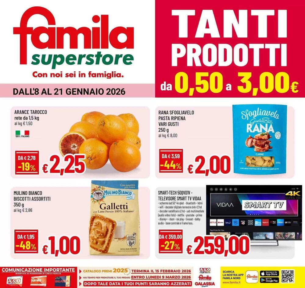 Volantino promozionale Famila Superstore  valide dal 08/01/2026 - Pagina 1.