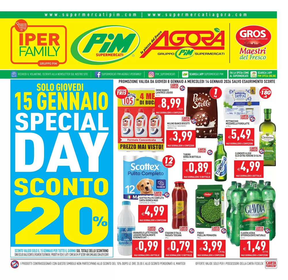 Volantino promozionale Supermercati Agorà  valide dal 08/01/2026 - Pagina 1.