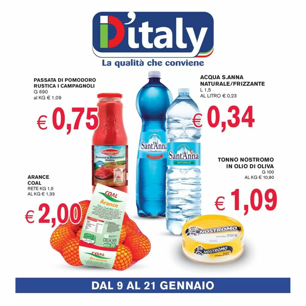 Volantino promozionale D'Italy  valide dal 09/01/2026 - Pagina 1.