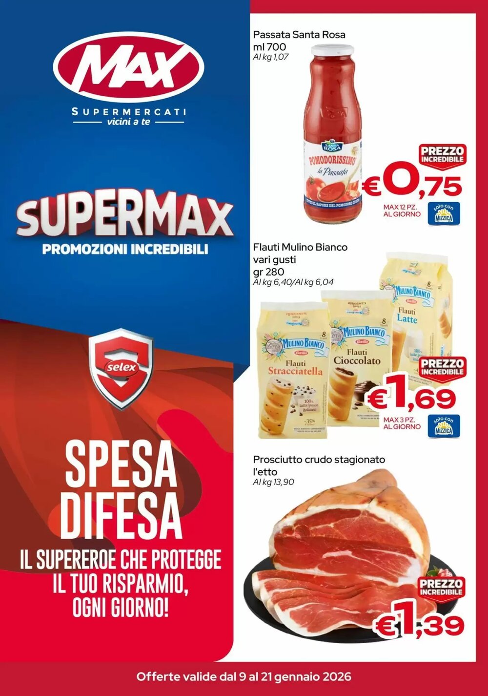 Volantino promozionale MAX Supermercati  valide dal 09/01/2026 - Pagina 1.