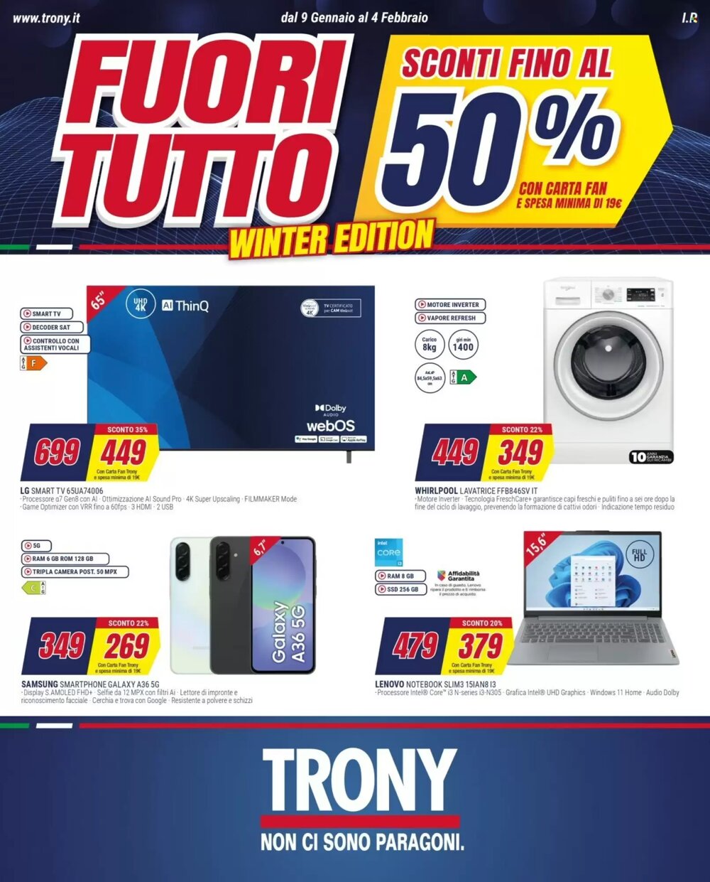 Volantino promozionale Trony  valide dal 09/01/2026 - Pagina 1.