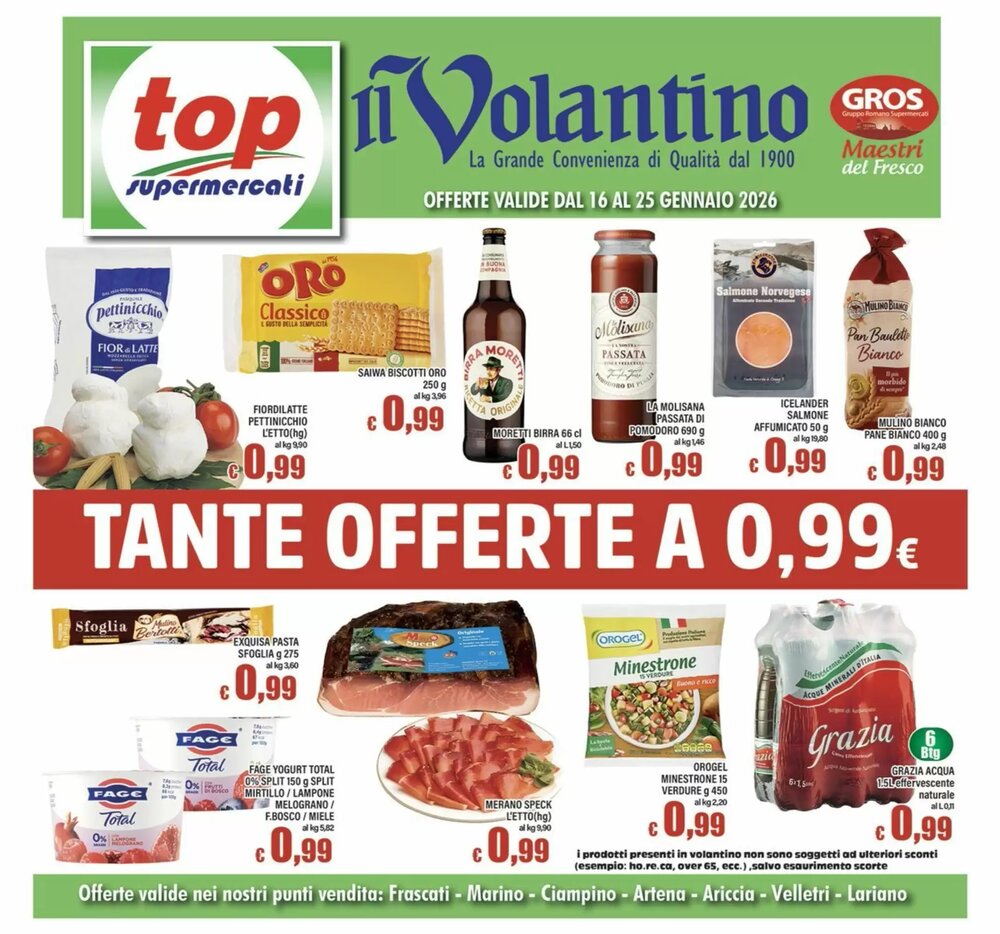 Volantino promozionale Top Supermercati  valide dal 16/01/2026 - Pagina 1.