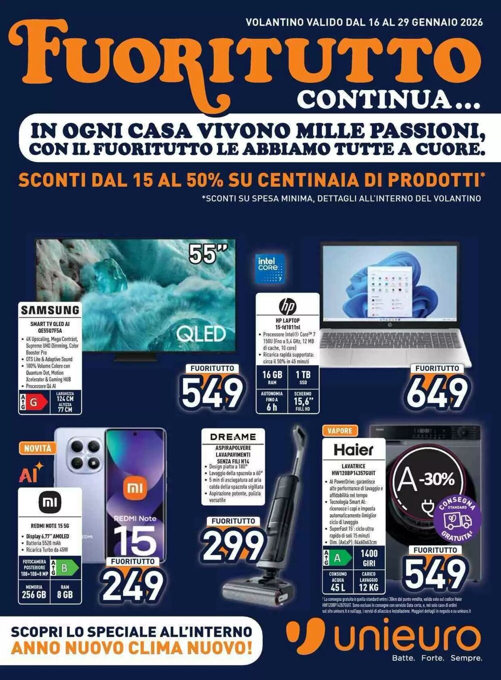 Volantino promozionale Unieuro  valide dal 16/01/2026 - Pagina 1.