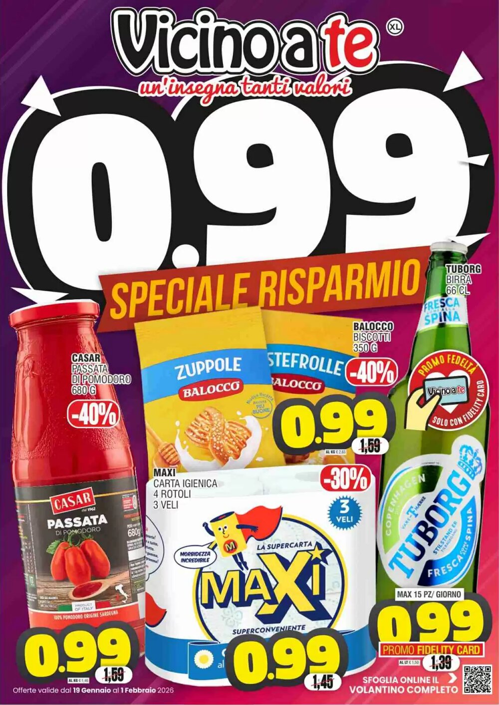 Volantino promozionale Vicino a te supermercati  valide dal 19/01/2026 - Pagina 1.