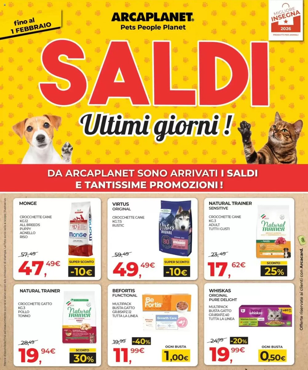 Volantino promozionale Arcaplanet  valide dal 19/01/2026 - Pagina 1.