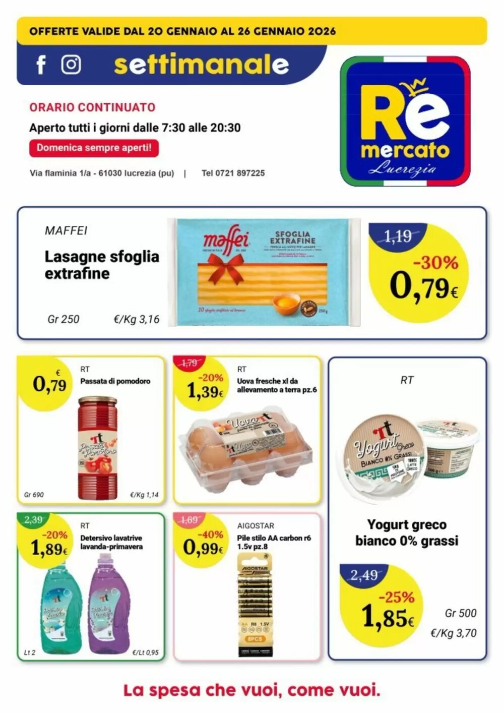Volantino promozionale Re Mercato Lucrezia  valide dal 20/01/2026 - Pagina 1.