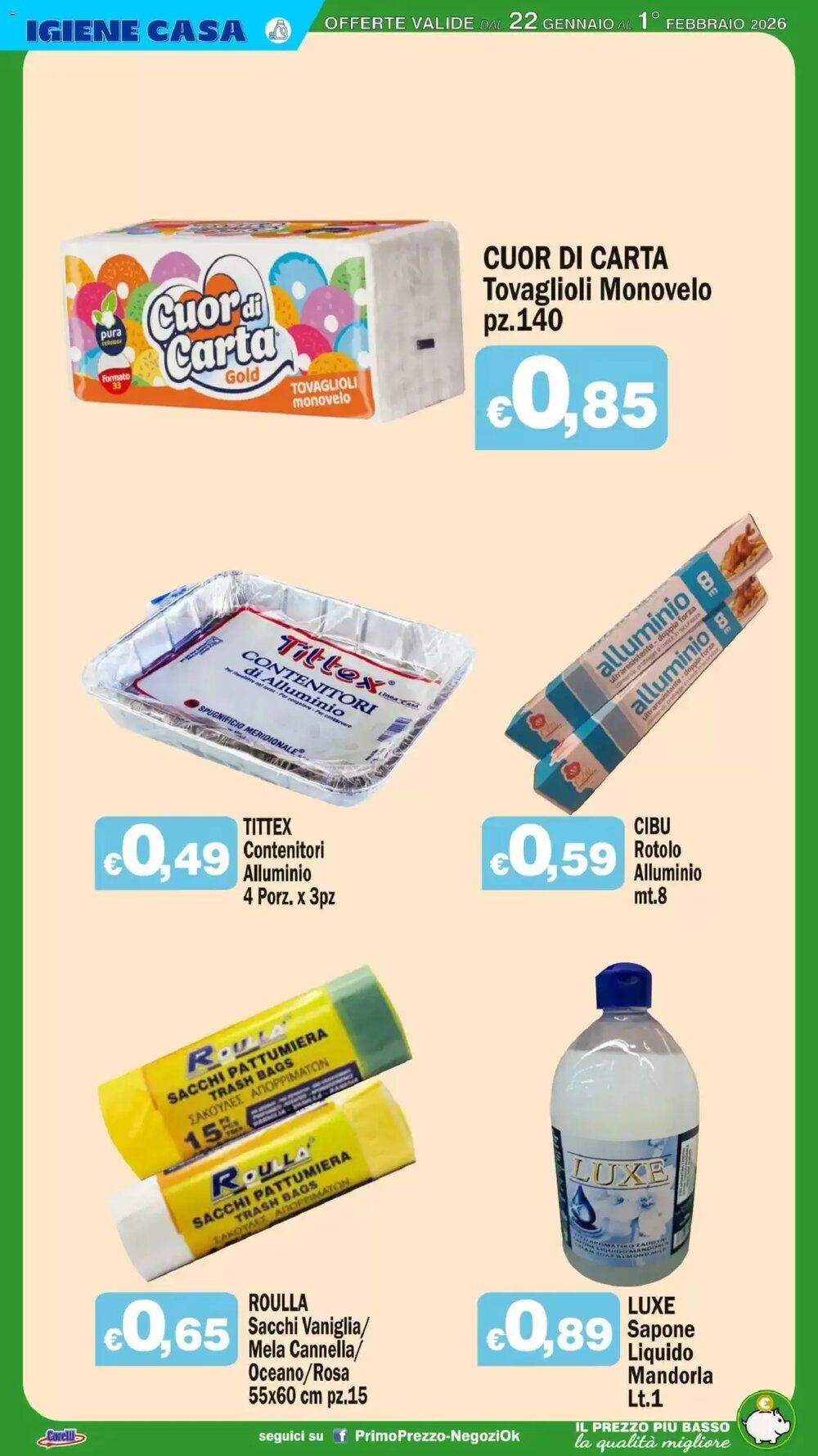 Volantino promozionale Primo Prezzo  valide dal 22/01/2026 - Pagina 22.