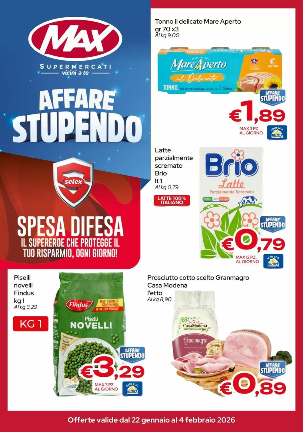Volantino promozionale MAX Supermercati  valide dal 22/01/2026 - Pagina 1.