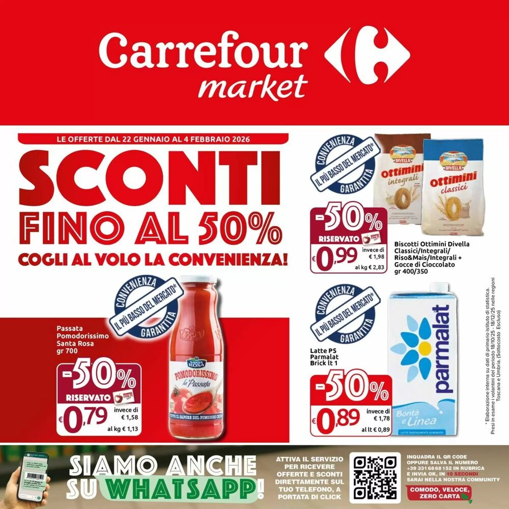 Volantino promozionale Carrefour Market  valide dal 22/01/2026 - Pagina 1.