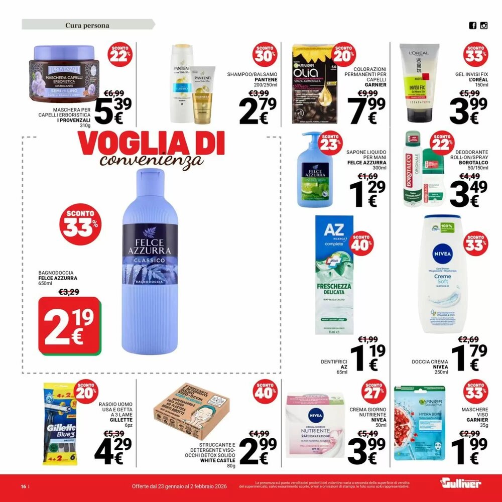 Volantino promozionale Supermercati Gulliver  valide dal 23/01/2026 - Pagina 16.