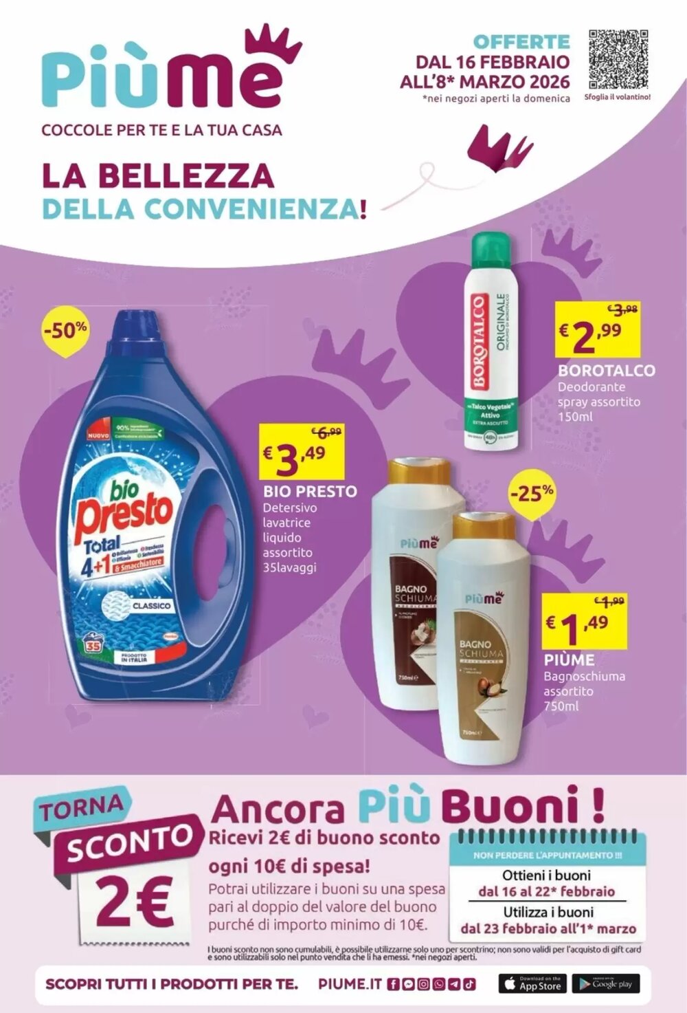 Volantino promozionale PiùMe  valide dal 16/02/2026 - Pagina 1.