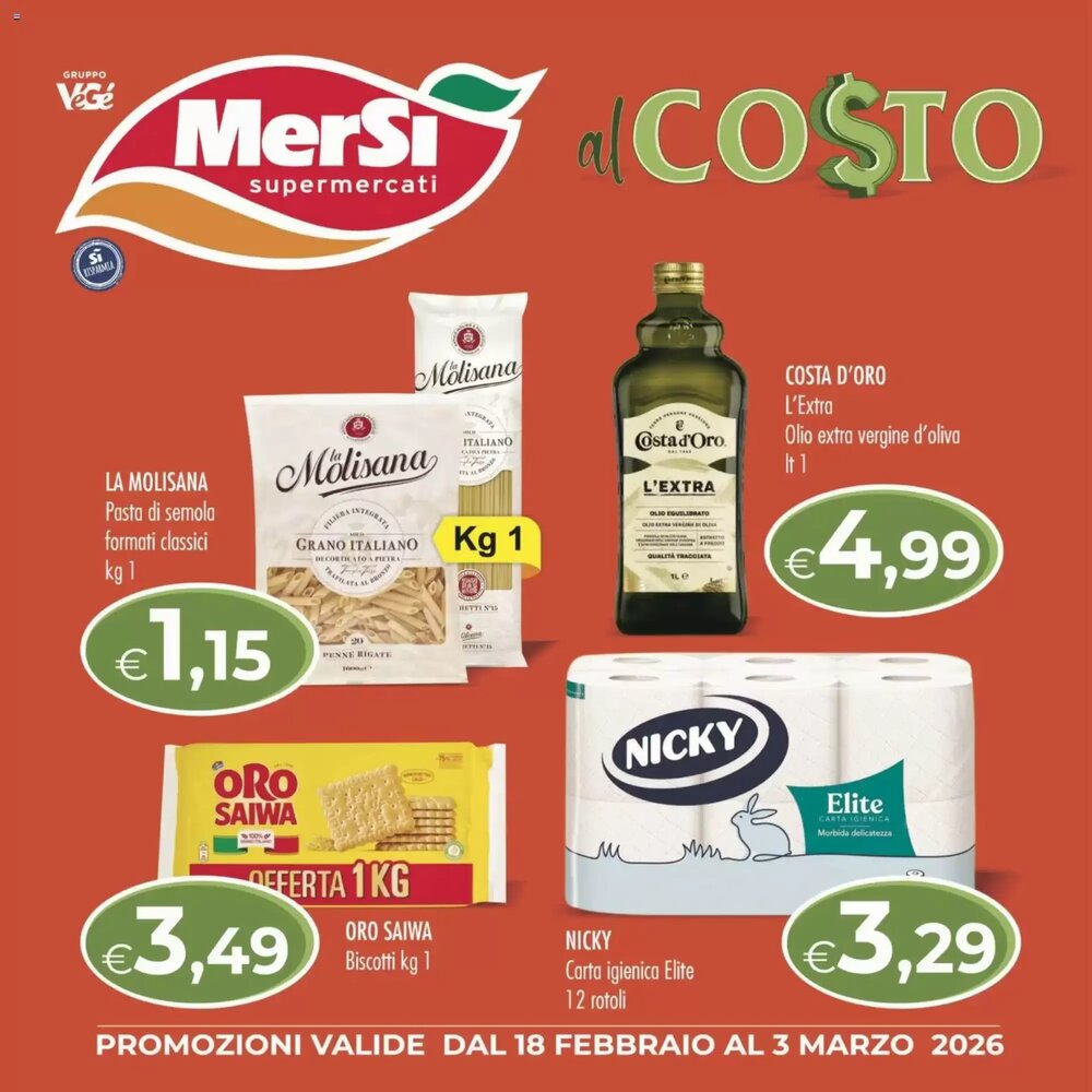 Volantino promozionale MerSi Supermercati  valide dal 18/02/2026 - Pagina 1.