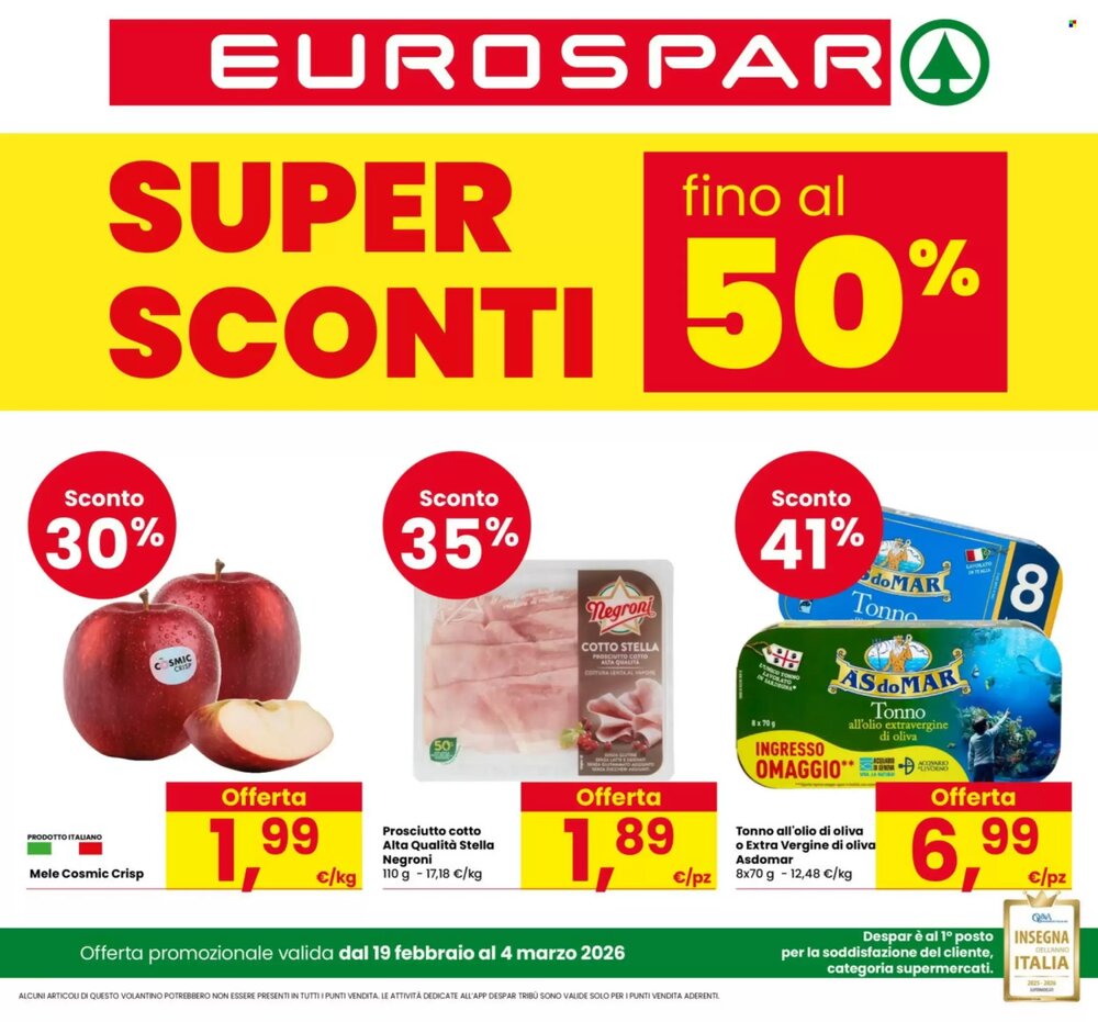 Volantino promozionale Eurospar  valide dal 19/02/2026 - Pagina 1.
