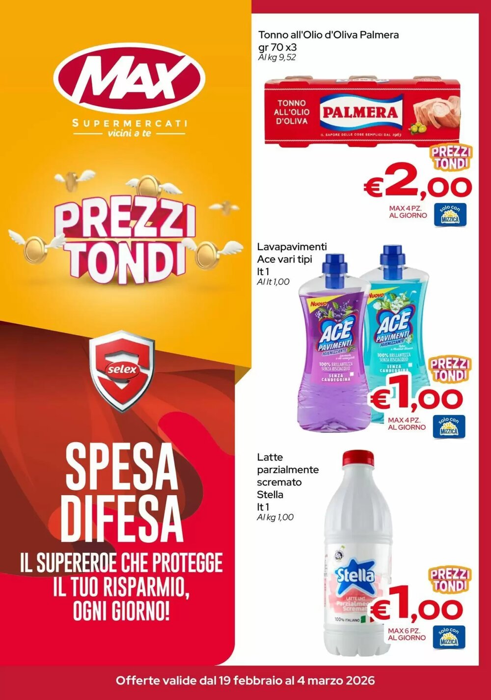 Volantino promozionale MAX Supermercati  valide dal 19/02/2026 - Pagina 1.