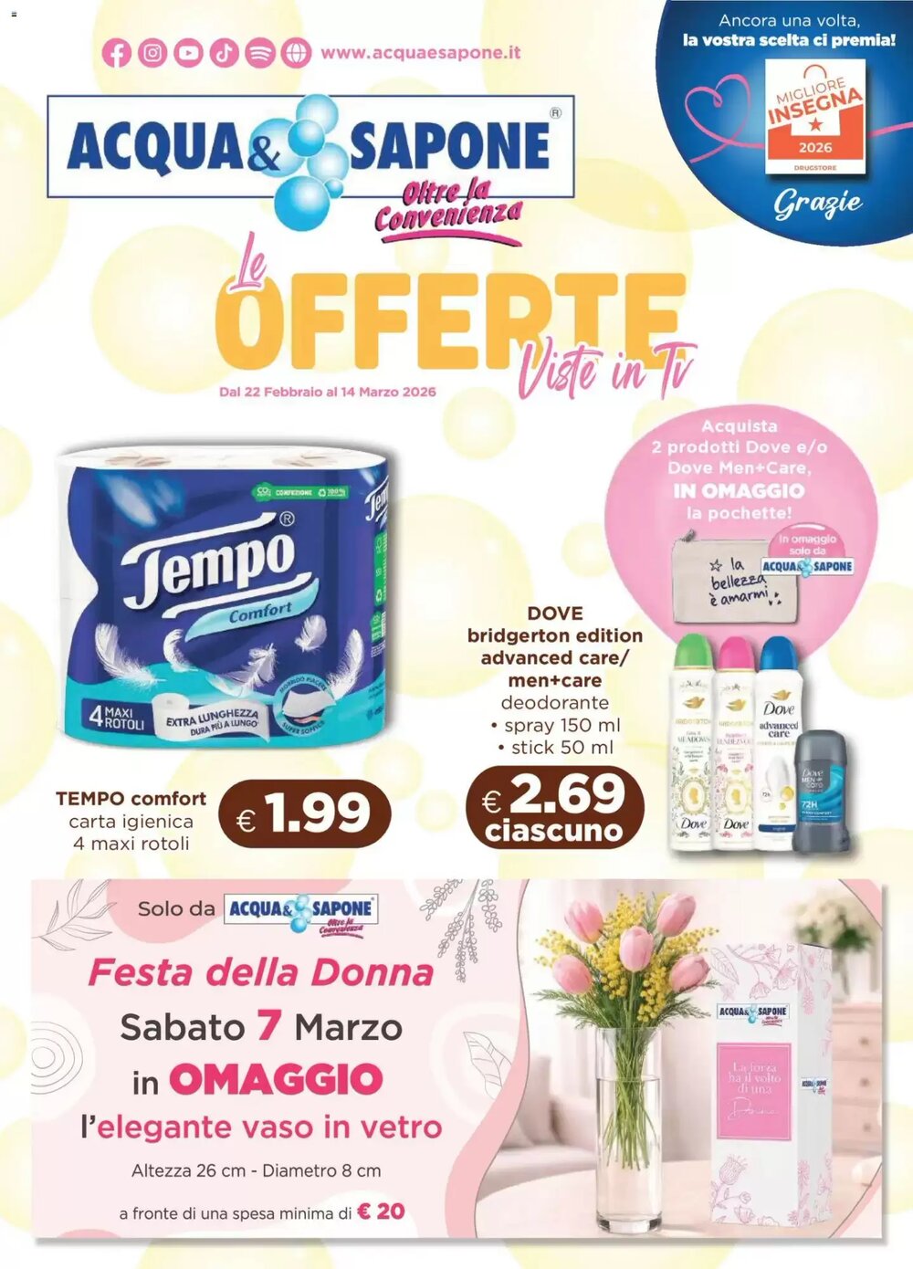 Volantino promozionale Acqua & Sapone  valide dal 22/02/2026 - Pagina 1.
