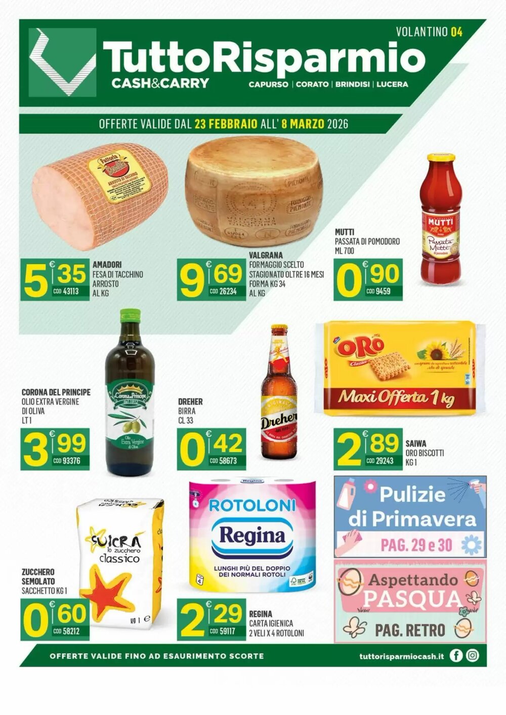 Volantino promozionale Tutto Risparmio Cash&Carry  valide dal 23/02/2026 - Pagina 1.
