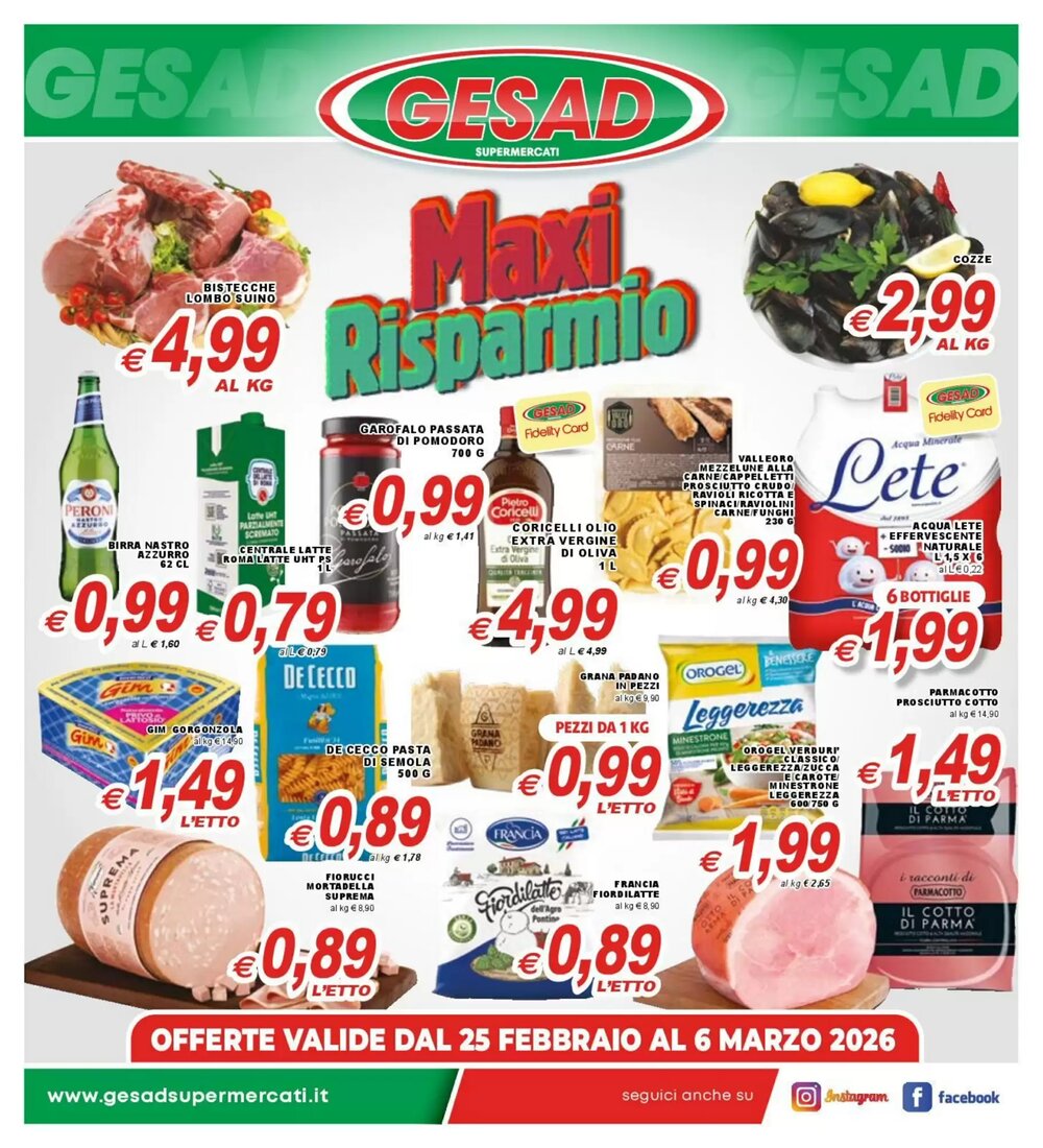 Volantino promozionale Gesad Supermercati  valide dal 25/02/2026 - Pagina 1.