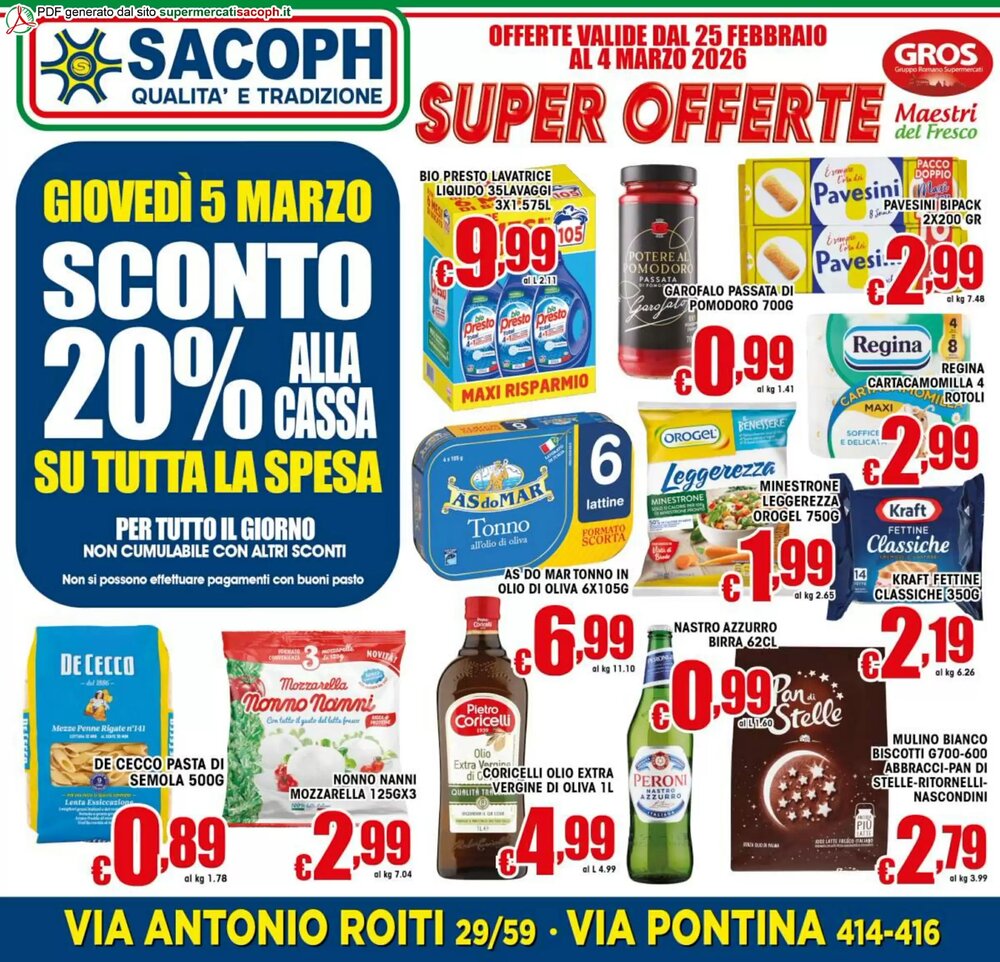 Volantino promozionale Sacoph  valide dal 25/02/2026 - Pagina 1.