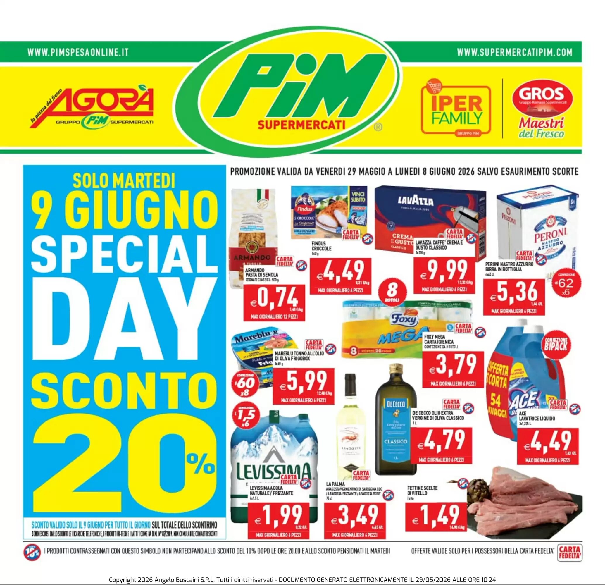 Volantino promozionale Supermercati Agorà  valide dal 29/05/2026 - Pagina 1.