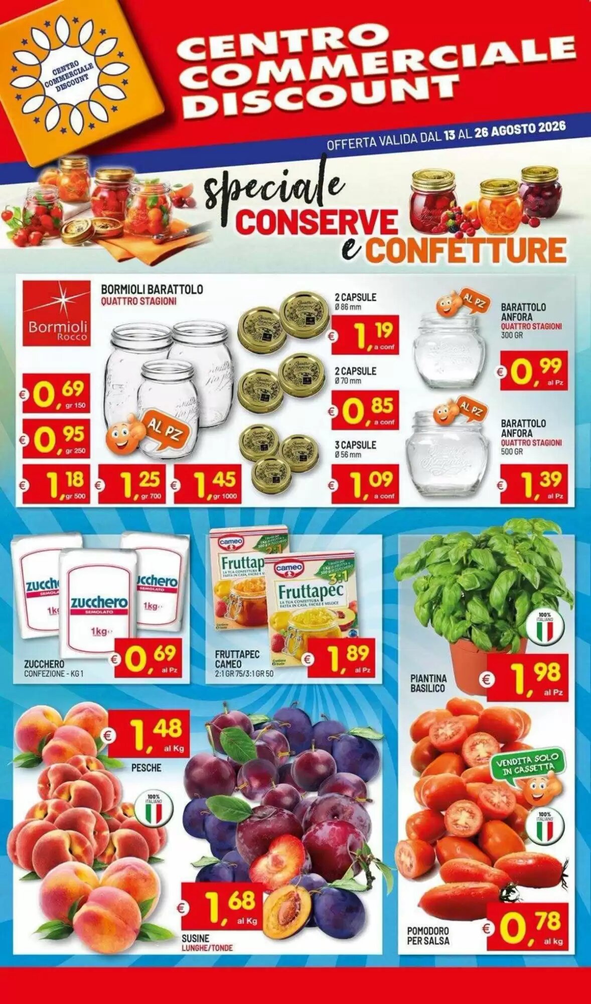 Volantino promozionale Centro Commerciale Discount  valide dal 13/08/2026 - Pagina 1.