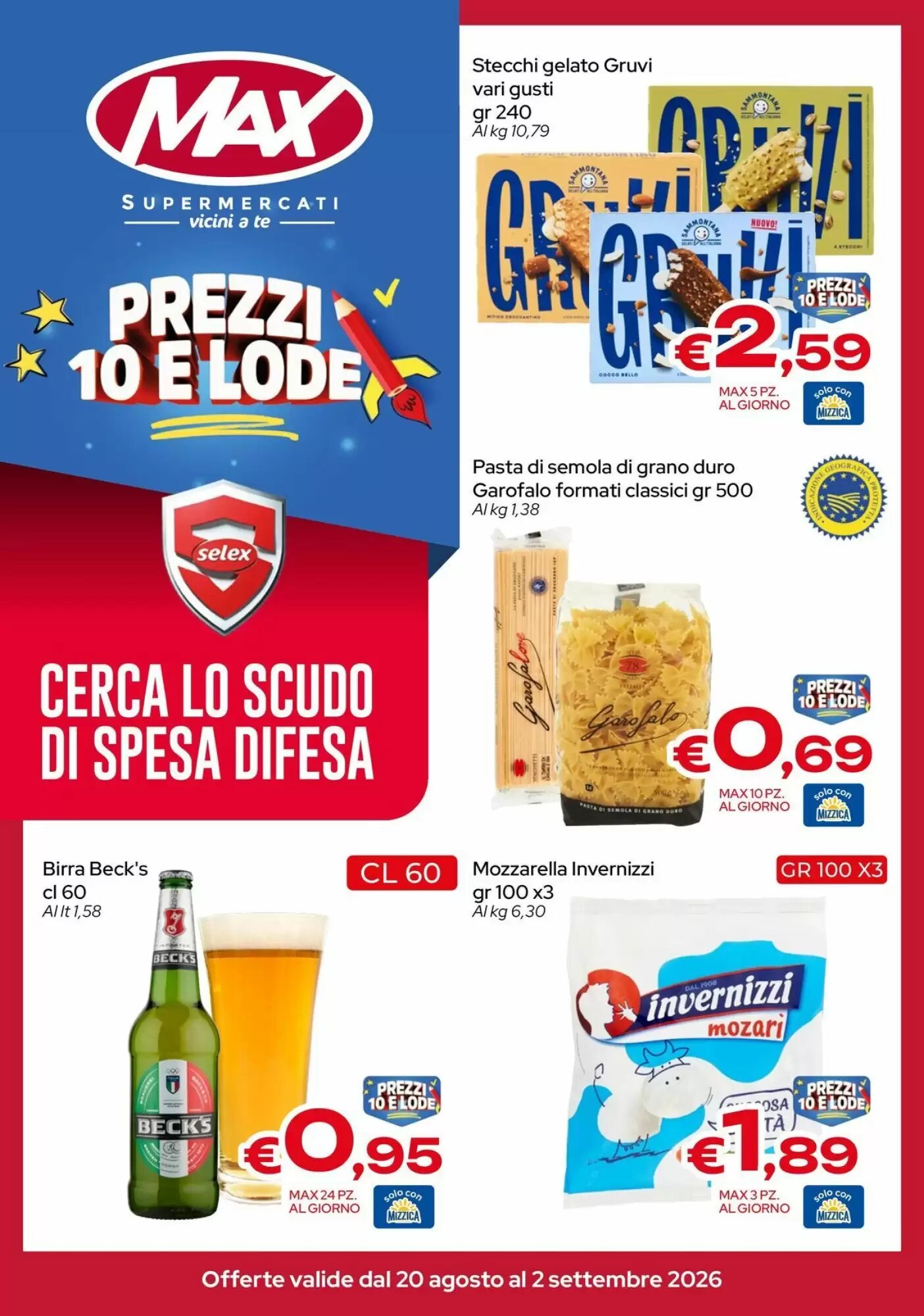 Volantino promozionale MAX Supermercati valide dal 20/08/2026 - Pagina 1.