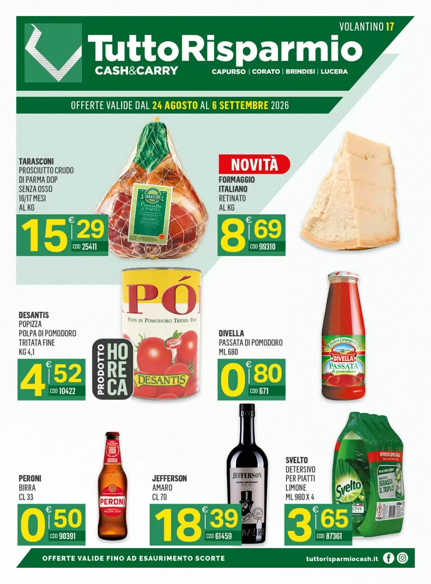 Volantino promozionale Tutto Risparmio Cash&Carry valide dal 24/08/2026 - Pagina 1.