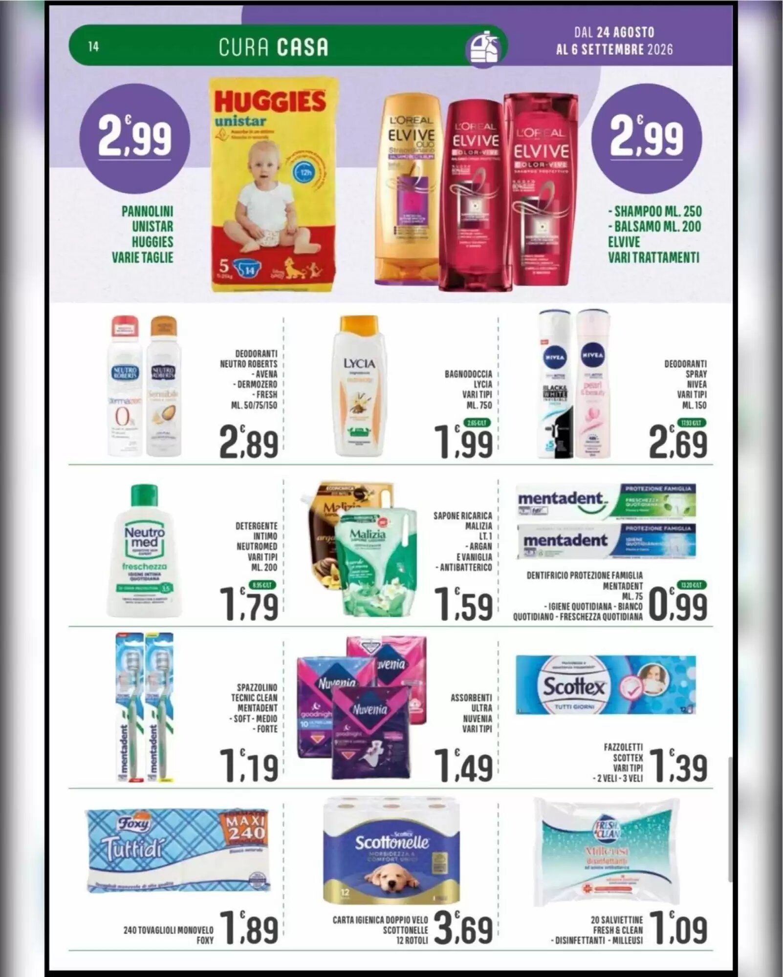Volantino promozionale La Mimosa Supermercati  valide dal 24/08/2026 - Pagina 14.