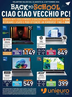 Volantino promozionale Unieuro  valide dal 24/08/2026