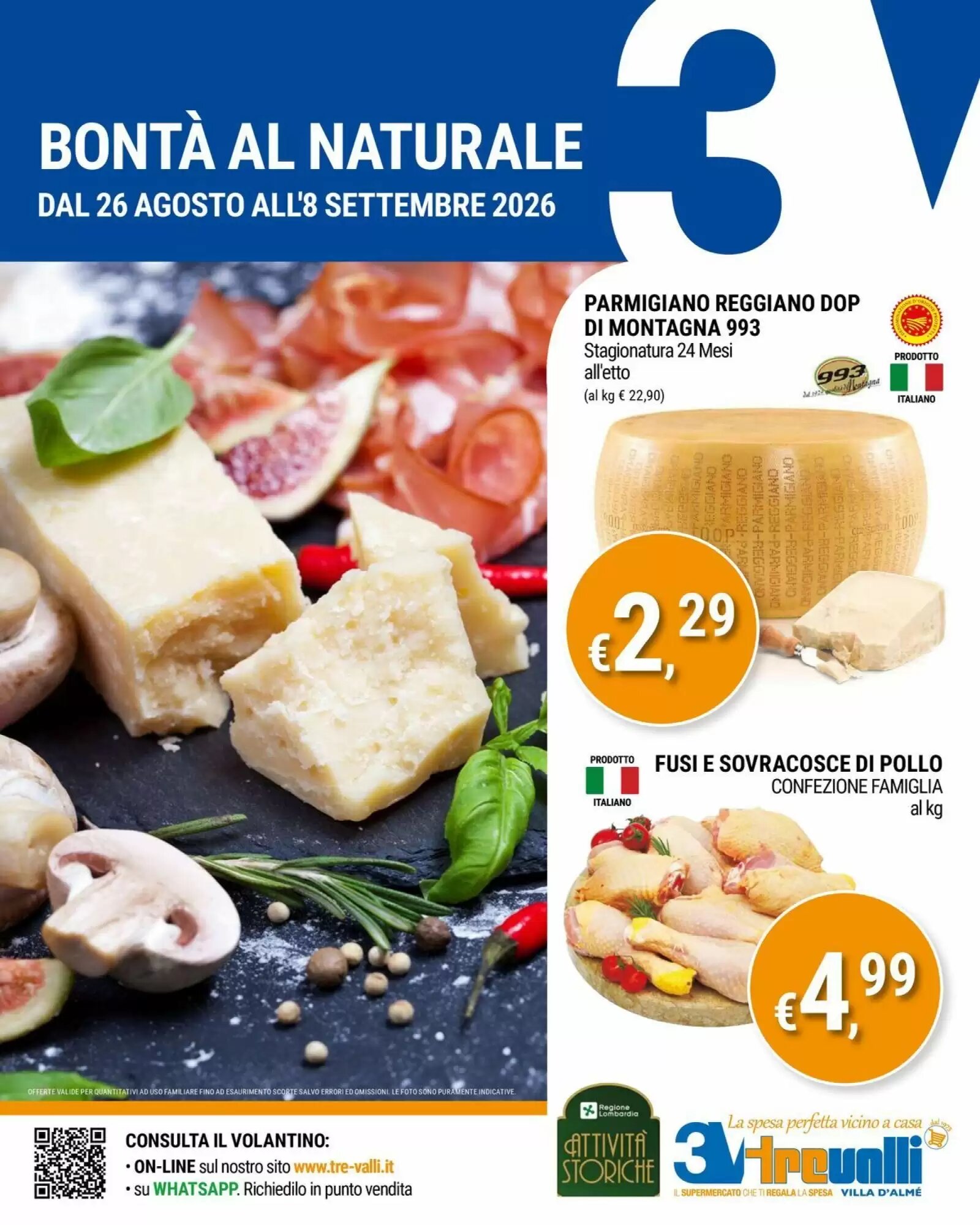 Volantino promozionale Tre Valli Supermercato valide dal 26/08/2026 - Pagina 1.