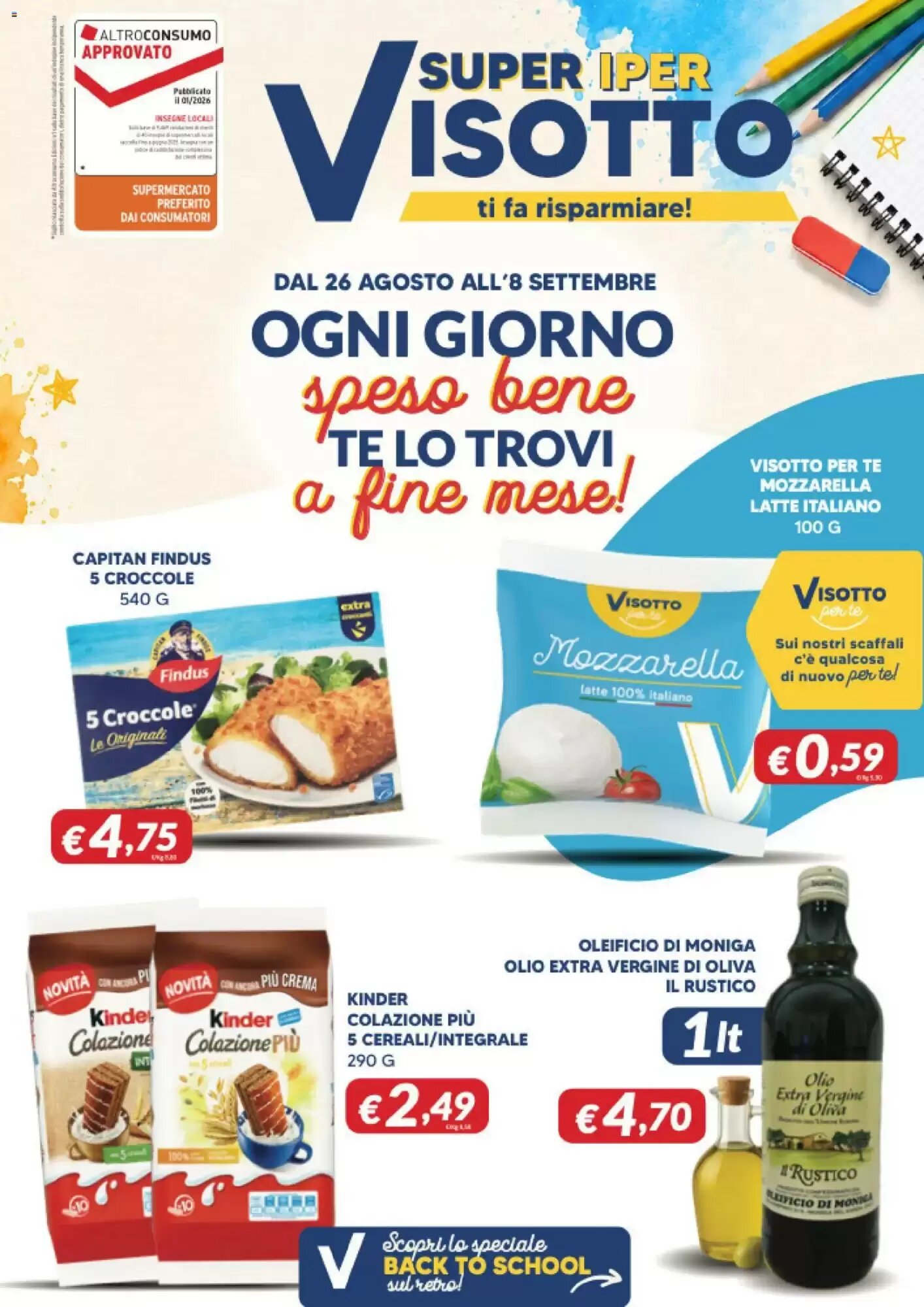 Volantino promozionale Supermercati Visotto  valide dal 26/08/2026 - Pagina 1.
