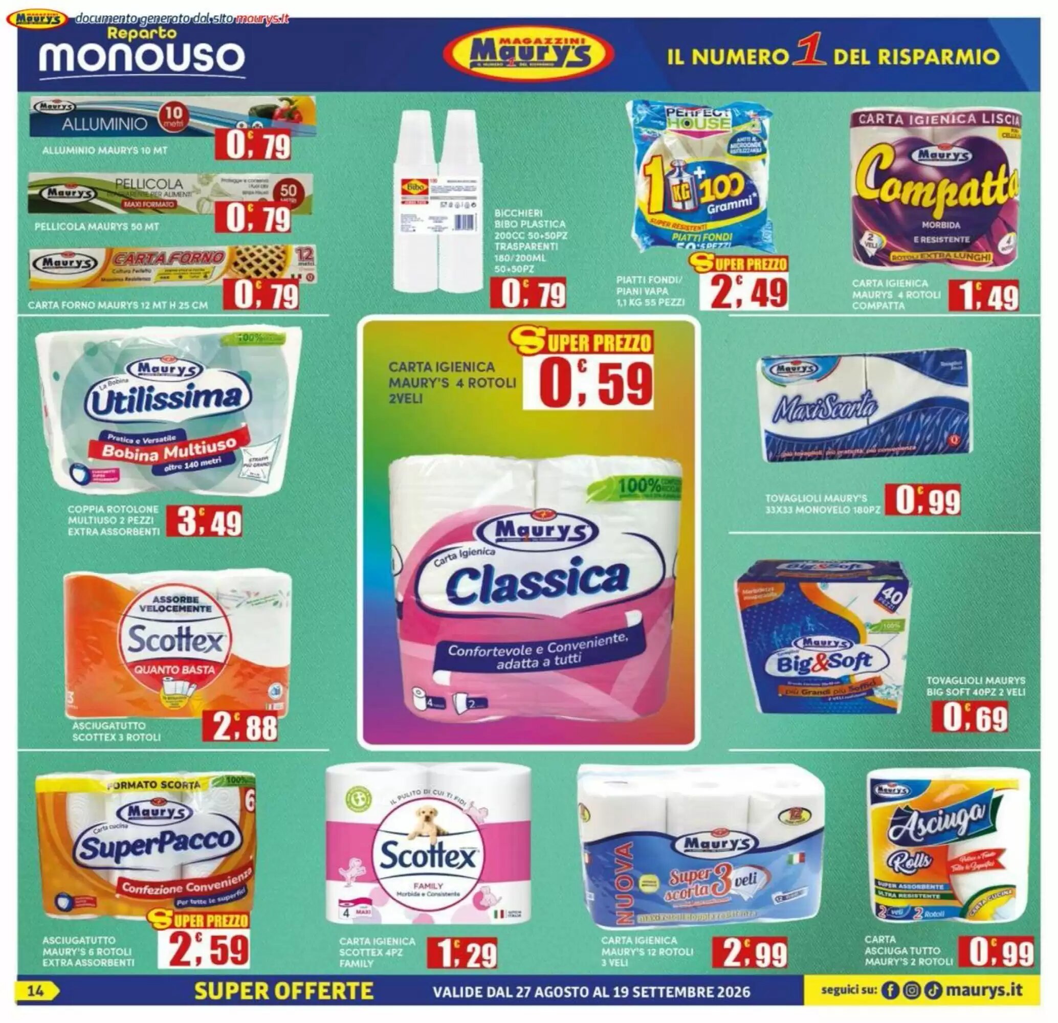 Volantino promozionale Maury's  valide dal 27/08/2026 - Pagina 14.