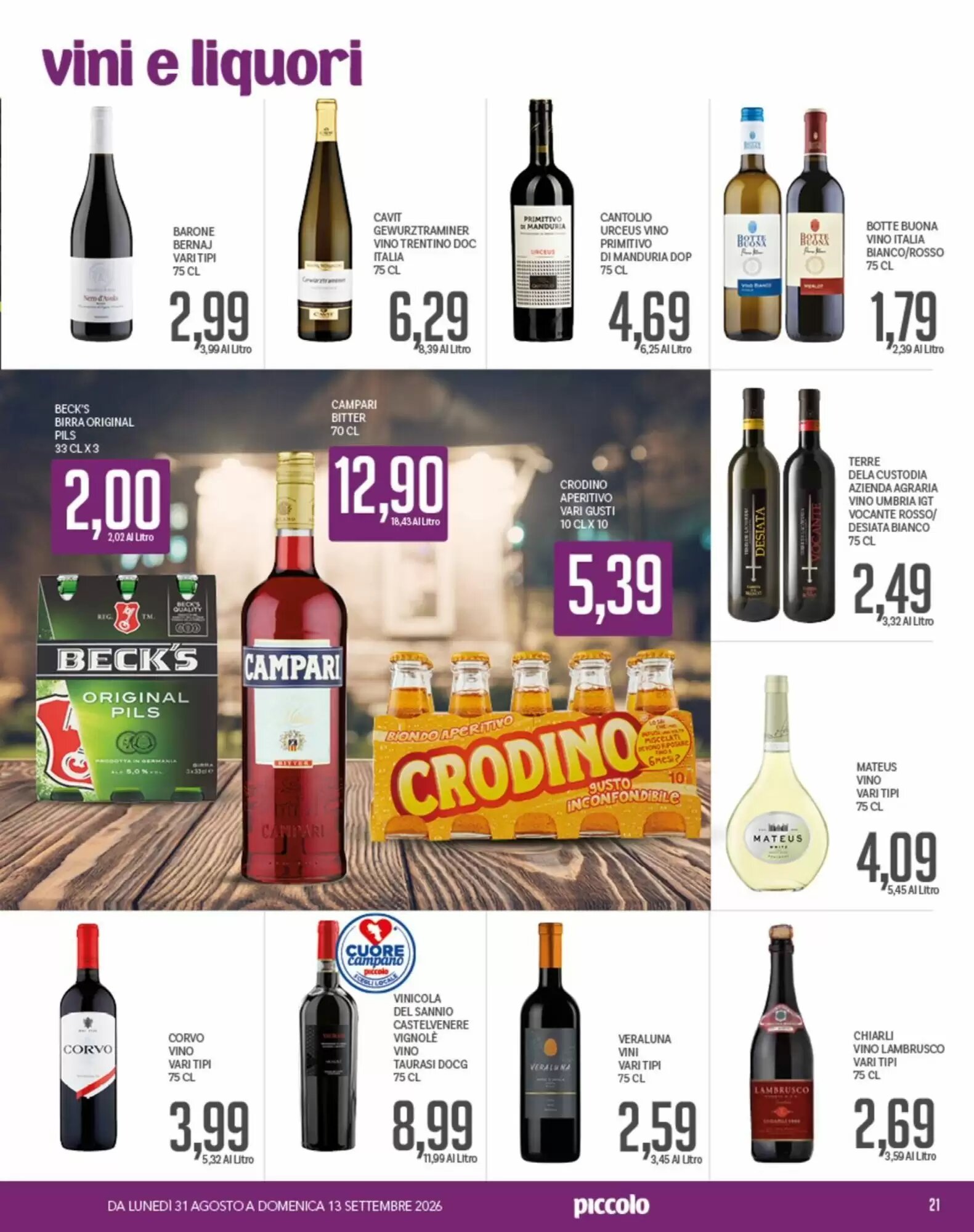 Volantino promozionale Supermercati Piccolo  valide dal 31/08/2026 - Pagina 21.