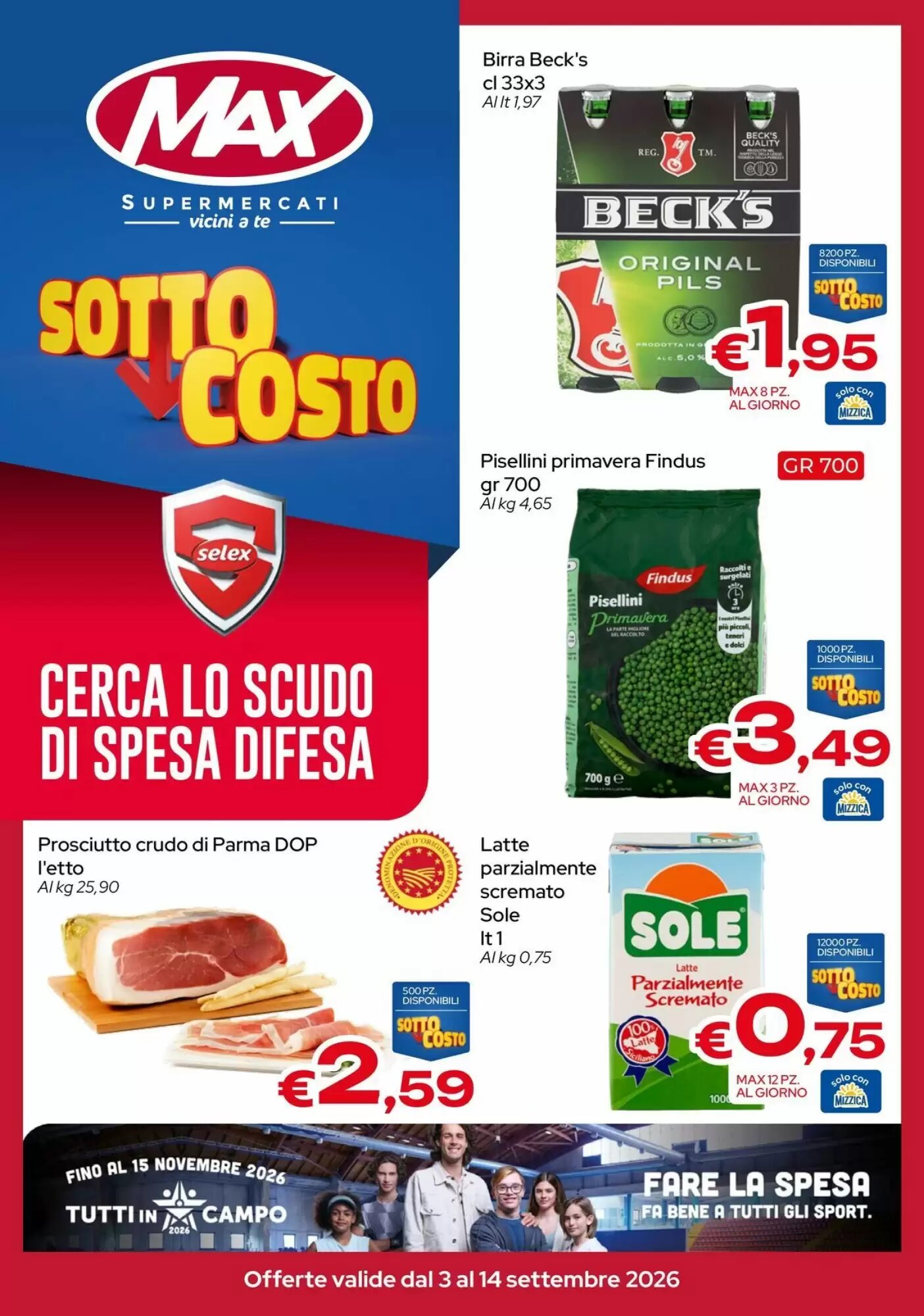 Volantino promozionale MAX Supermercati  valide dal 03/09/2026 - Pagina 1.