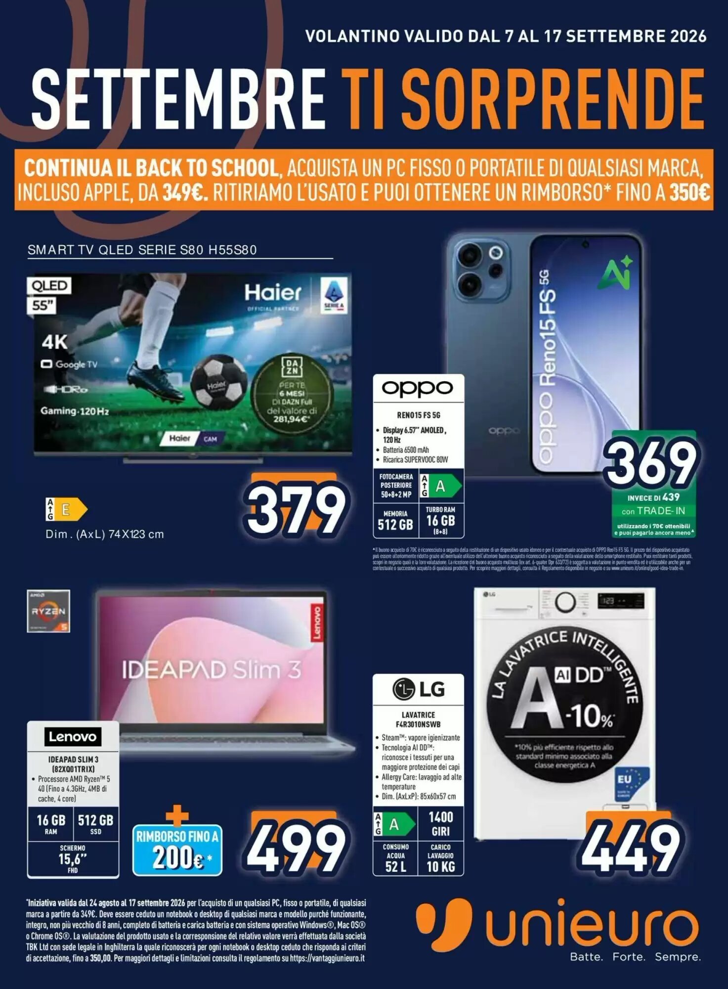 Volantino promozionale Unieuro  valide dal 07/09/2026 - Pagina 1.