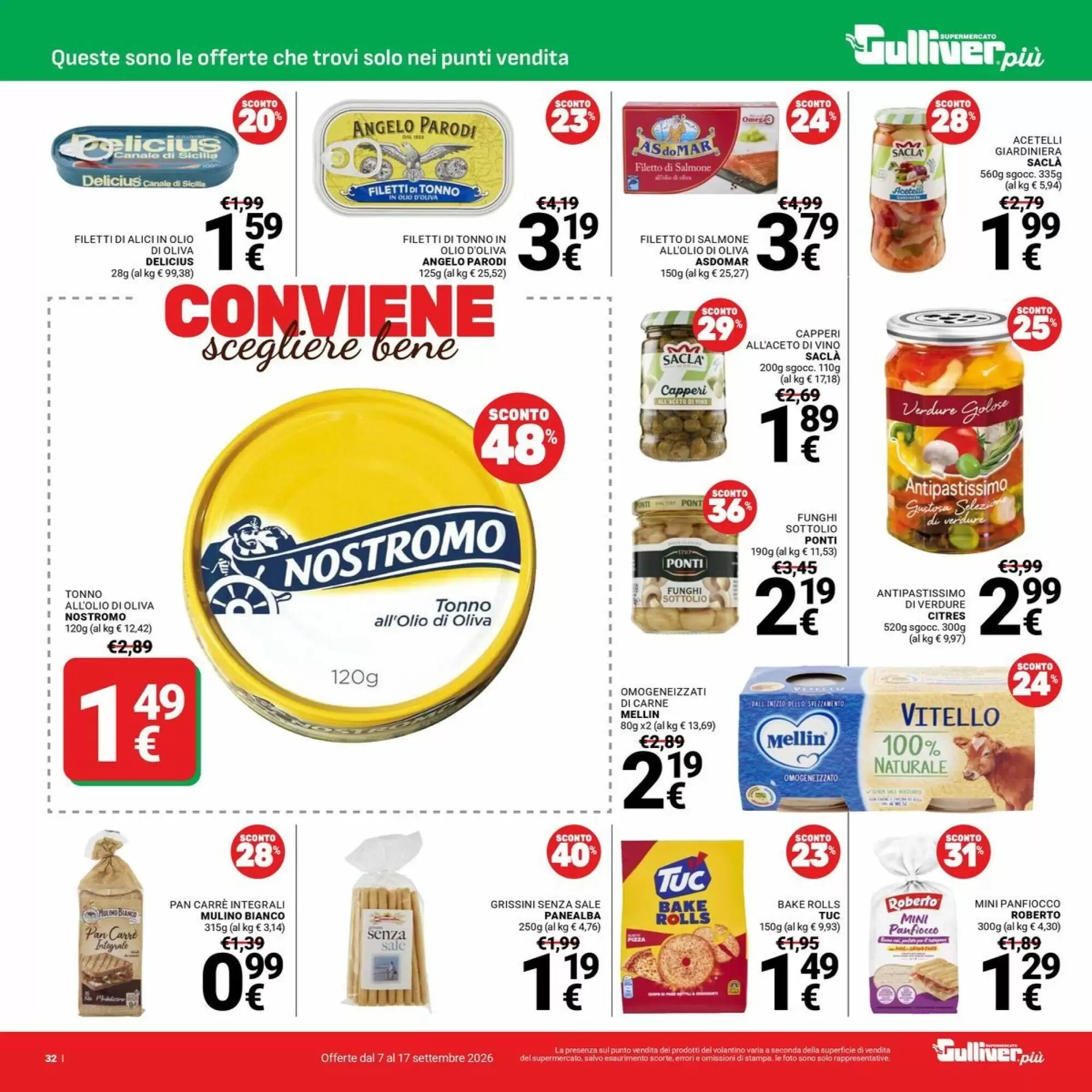 Volantino promozionale Supermercati Gulliver  valide dal 07/09/2026 - Pagina 32.