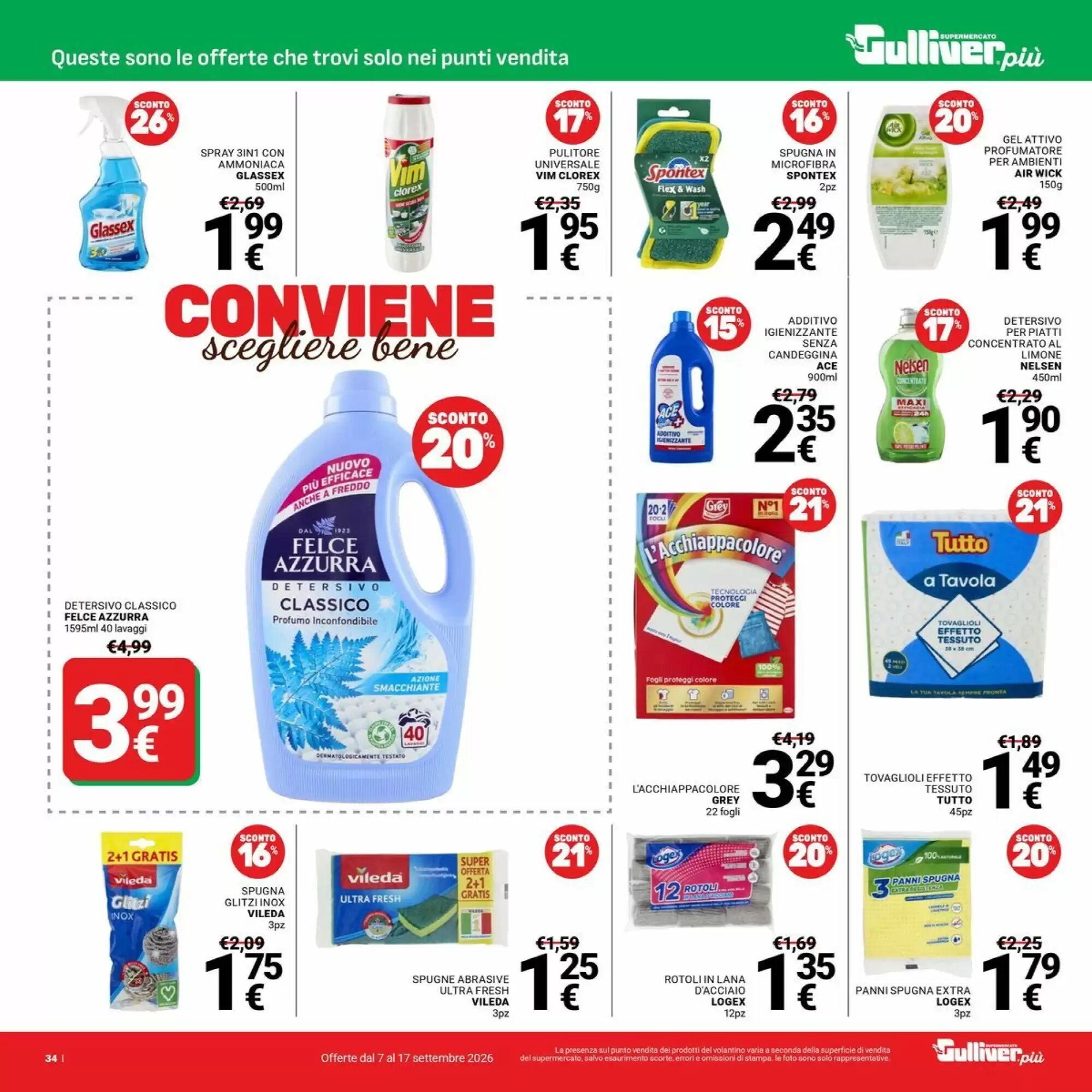 Volantino promozionale Supermercati Gulliver  valide dal 07/09/2026 - Pagina 34.
