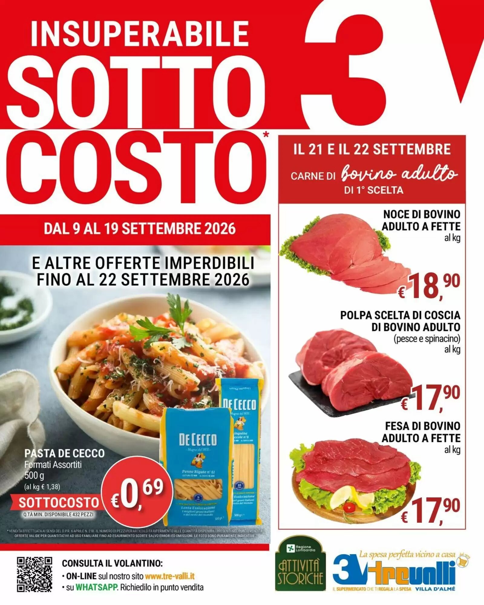 Volantino promozionale Tre Valli Supermercato valide dal 09/09/2026 - Pagina 1.